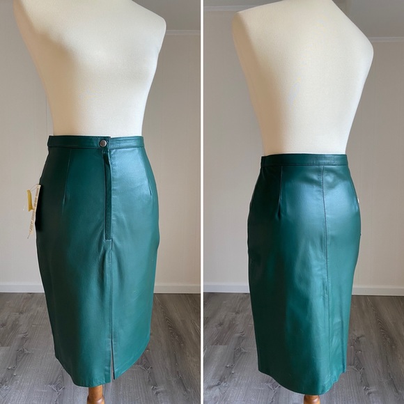 Giovinezza Moda Dresses & Skirts - AWESOME Vintage Green Leather Pencil Skirt NWT 8